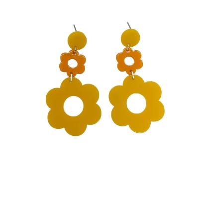 China BOHEMIA summer new flower long boho holiday earrings acrylic soft temperament earrings women dangling jewelry for sale