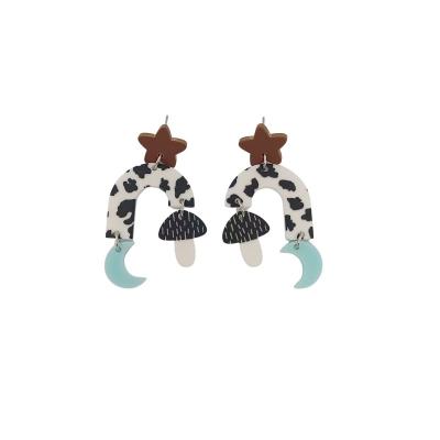 China BOHEMIA Summer Acrylic Assort Colors Earrings Star Moon Mushroom Earrings Ladies Vacation Earrings for sale