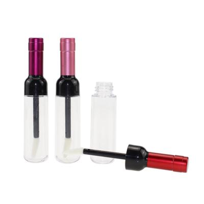 China Purple Pink Red In Stock Empty Wine Bottle Shape 7ml Lip Gloss Tubes 100 Pack Packaging Lip Gloss Jars Wholesale for sale