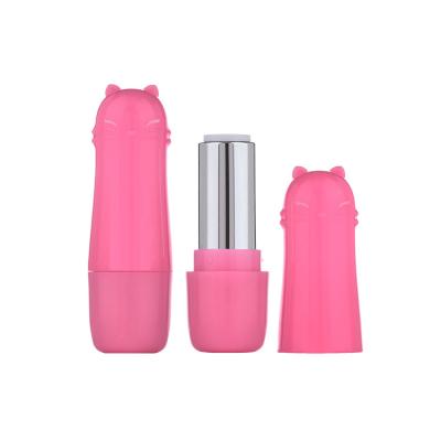 China Wholesale Plastic Cute Empty 12.1mm Pink Round Lipstick Container Case Cat Shape Lipstick Tubes for sale