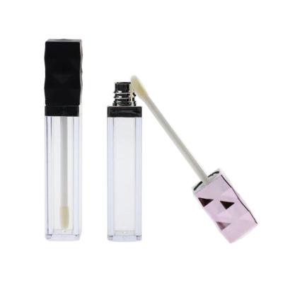 China Custom Medium Sliver Square Luxury Pink Lip Gloss Tubes 7ml 7ml lip gloss shimmer empty tube with brush for sale