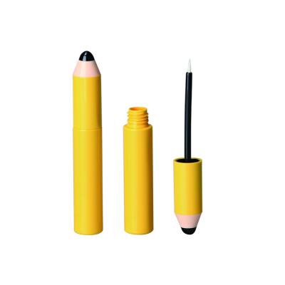 China Wholesale Cute Yellow Pencil Eyebrow Container Shaped Empty Eyeliner Custom Tube Packaging 10ml for sale