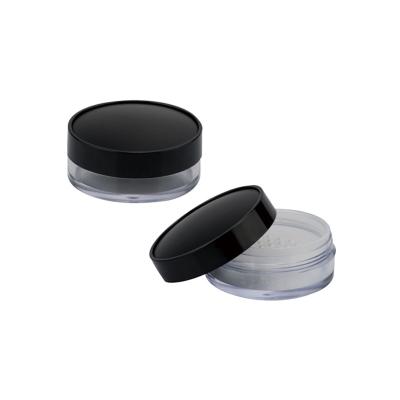 China With Window Clear Custom Face Powder Cosmetic Jar Black Loose Powder Case With Sifter Black Loose Powder Container for sale