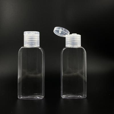 China Wholesale Square 2oz 60ml Square 2oz 60ml Flip Top Shape Clear Empty Plastic PET Hand Sanitizer Squeeze Bottle for sale