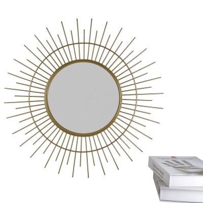 China Cheap Metal Eye-Catching Easy To Clean Sun Shaped Modern Wall Mirror Decorative Living Room for sale