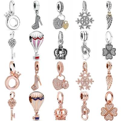 China TRENDY Fashion Sparkle Angel Snowflake Regal Key Pendant stiletto tips beads 925 Sterling Silver Charms Fit Bracelet DIY jewelry for sale