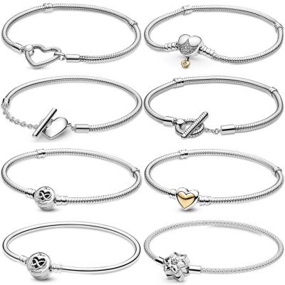 China FASHION Jewelry Mesh Snake Chain Bracelet Fit 925 Sterling Silver Bangle Bead Charm Diy Heart Infinity Clasp Snowflake for sale