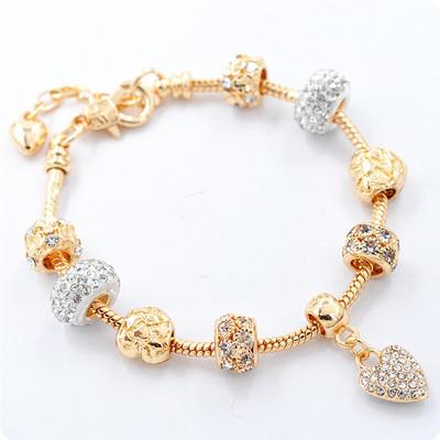 China FASHIONABLE DIY Jewelry Company Inlaid Direct Crystal Bead Hand String Gold Shell Snake Bone Bracelet with Diamond Heart Women's Bracelet for sale