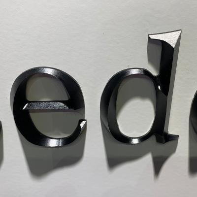 China Well polished 3d aluminum anodized black painted metal letters for front entrance by cnc machine for sale