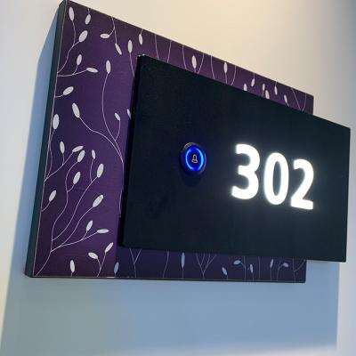 China Luminous Inside Modern Top Metal Led Hotel Room Door Number Signs for sale