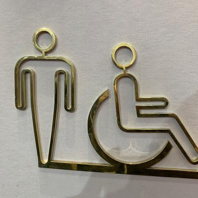 China Seamless Welding / Good Polished Customized Laser Cutting Polished Male And Female Toilet Metal Sign Plate With Stick On Wall for sale