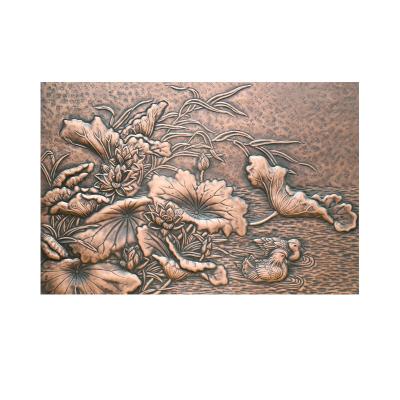 China Africa ac factory direct wholesale handmade sculpture red copper artware 3d relief art flower in wall for sale