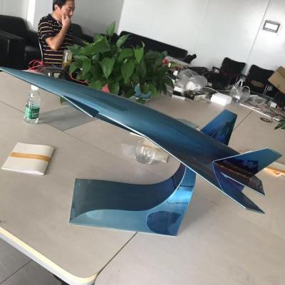 China China Gold Galvanized Blue Metal Plane Sculpture Handmade Mirror Art Custom for sale