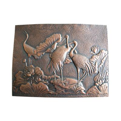 China Vintage contemporary handmade silver brass metal animal relief 3d steel bird restaurant wall art decoration for sale