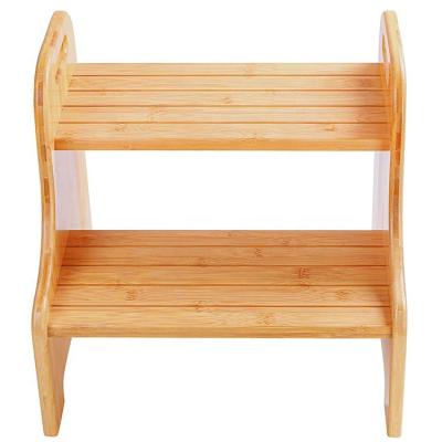 China Customized Wholesale Bamboo 2 Step Bathroom Stool Toilet Step Stool Non Slip Step Stool Eco-friendly Bamboo Kids Stool for sale