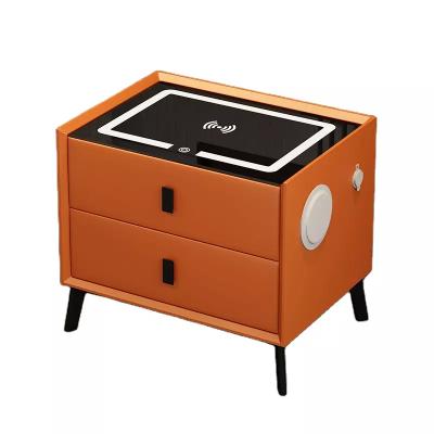 China Modern Nordic Wooden Night Stand Bedside Table Smart Cabinet Radio Charging Smart Nightstand mesa de noche moderne for sale