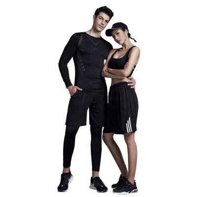 China Breathable Quick-drying Black Color Sports Mens Slimming Suit Gym Mens Casual Sportwear for sale