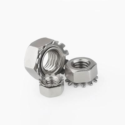 China Heavy Industry Factory Direct Supply M5 M6 M8 M10 M12 Stainless Steel External Tooth Hex K Lock Nut for sale