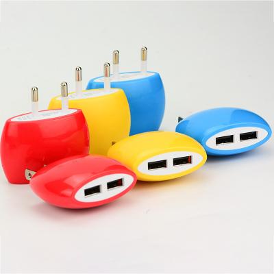 China Mobile Phone Steamed Bread USB 5V 2.1A Mobile Phone Candy Color Travel Charger EU USA Adapter Plug 2 High Speed ​​Ports Wall Chargers Small For Home Office iPhone for sale