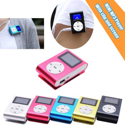 China Free Shipping Sports Micro USB MP3 Player Mini Metal Clip TF Card Slot Colorful TF Card Slot Sports USB MP3 Player Micro MP3 Player With USB Support SD TF 1.2 inch LCD screen and Mic Slot Portable Music Walkman FM for sale