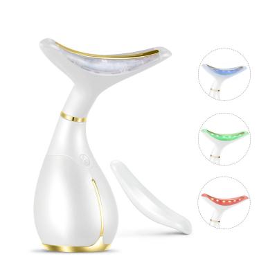 China Fashionable Anti-Puffiness 2 in 1 Face and Neck Massager for Skin Care with Heating and 3 Massage Mode for sale