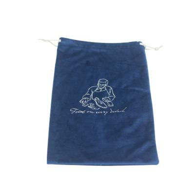 China Custom Small Barrier Drawstring Bag Blue Logo Velvet Drawstring Bag For Jewelry Pouches Velvet Bag For Watch for sale