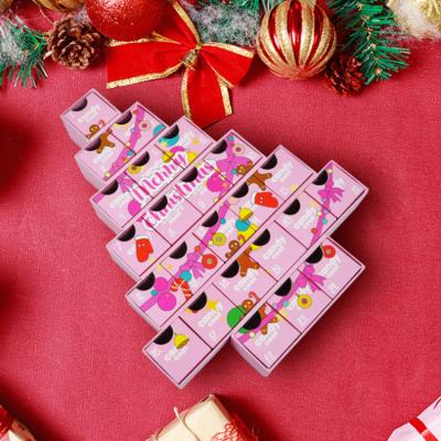 China Recyclable Custom Christmas Tree Shaped Advent Calendar Chocolate Boxes Bulk Cardboard Kid Gift Packaging Merry Christmas Decorative Box for sale