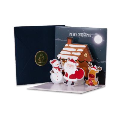 China Wholesale Europe Handmade Custom Printing Blank Merry Christmas Pop Up 3D Christmas Card for sale