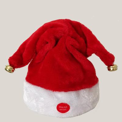 China Promotion Christmas Gift Christmas Hat Music Festival Party Toy Christmas Santa Hat Decoration Gift Electric Singing Swing Hat for sale