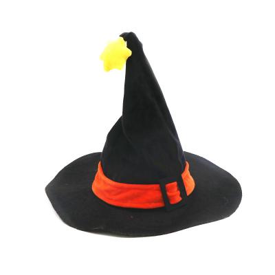 China Comfortable Fancy Black Witch Hat Halloween Party Magician Hat Halloween Carnival Headdress Accessory for sale