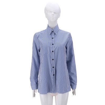 China New Design Anti-pilling Striped Blouse Shirt For Woman Ladies Dress Shirt for sale