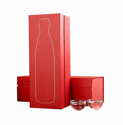 China Recycled Materials Wholesale High Quality Red Kraft Paper Sublimation 2 Set 4 6 Glass Bottle Gift Wrapping Cardboard Paper Wine Box Shipping for sale