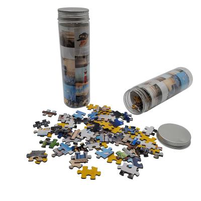 China Custom DIY TOY 2022 Puzzle Tube Double Sided Mini Jigsaw Puzzles Cardboard Small Color Puzzles for sale