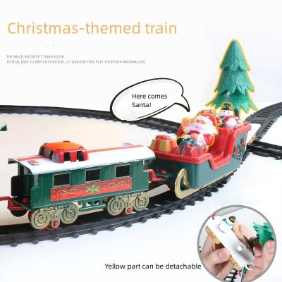 China Cool Light Educational Toys With Electric Train Track Deluxe Set Toys Rail Car Christmas Train Around The Tree for sale