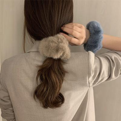 China Winter Popular Faux Fur Hair Scrunchies Oversized Jumbo Hair Scrunchies Large Hairy Hair Scrunchies for sale