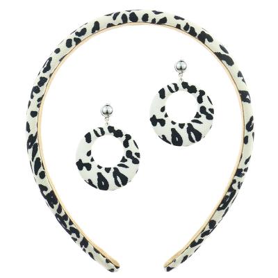 China Popular 2pcs fashion package leopard headband with drop earrings set fashion headband with matching earrings for sale