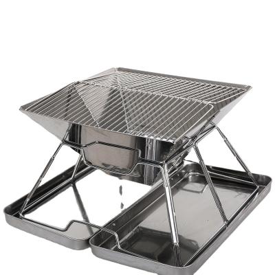 China Adjustable Height Stainless Steel Wood Stove Outdoor Household Portable Folding Grill Stove Cooking Tea BBQ Stove for sale