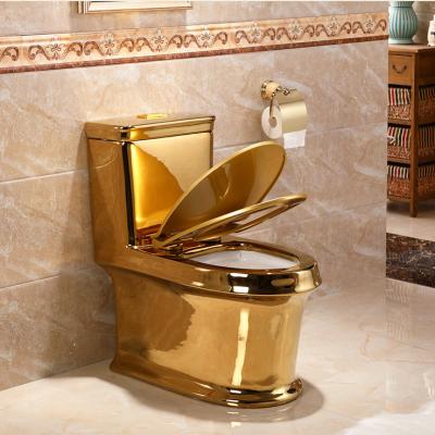 China New Design High Quality Modern Luxury Gold One Piece Toilet Bowl for sale