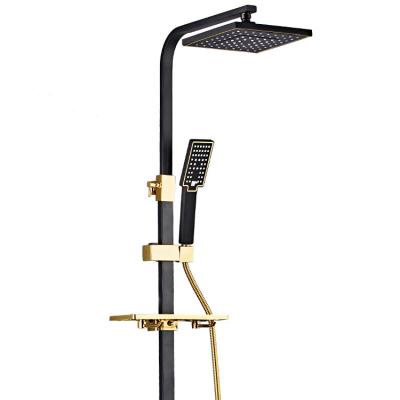 China With Diverter Black With Diverter Shower Head And Hose Set Faucet Bathroom Kits Brass Deluxe Rainfall Showerset Mixer Faucet Set Swept Gold for sale