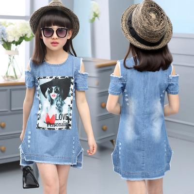 China 2021 Best Selling Washable Kids Dresses For Teen Girls Denim Summer Modern Pattern Dress for sale