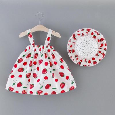 China Wholesale Anti-static Baby Dress Girls Princess Cotton Sleeveless Kids Clothing Hat 2Pcs Girl Dresses Summer for sale