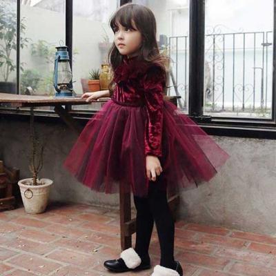 China Toddler Christmas Solid Color Breathable Long Sleeve 2-7 Years Girls Dress Soft Dressy Dresses For Kid for sale