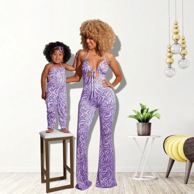 China Anti-Shrinkage Family Matching Sleeveless One PieceJumpsuit Mother Daughter Set Parent-child Dress Match Outfit for sale