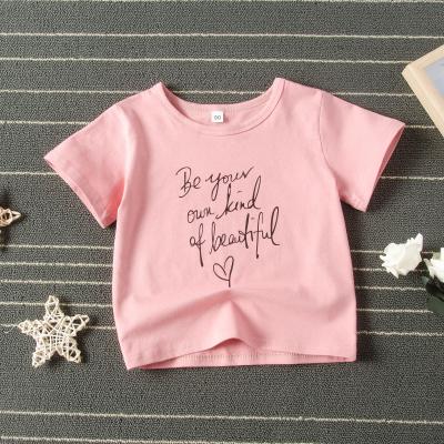 China Hot Pink Sustainable Children's Factory Direct Selling New Girls' Clothing Printed T-shirt for sale