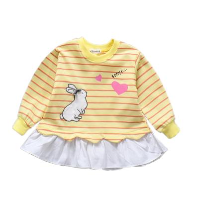 China 2021wholesale new Anti-wrinkle sweater lace round collar printed baby animal clothes design high quality baby clothes for sale