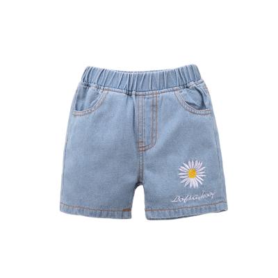 China Summer Smart Casual Ice Silk Daisy Shorts Use Korean High Waist Denim Shorts Jeans For Babies Kids Shorts for sale