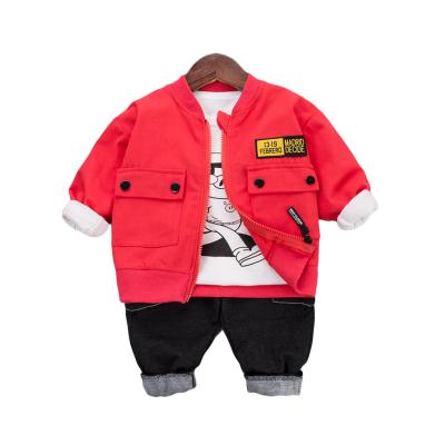 China New Style Casual Large Casual Pocket Printed Boys Children Clothing Sets 3 Piece Costume Kids Sets for sale