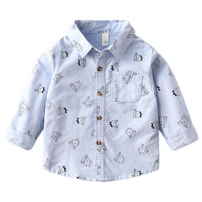 China Anti-Wrinkle Manufacturer Low Price Printed White Custom Cartoon Kids Long Sleeve Shirt Boy for sale