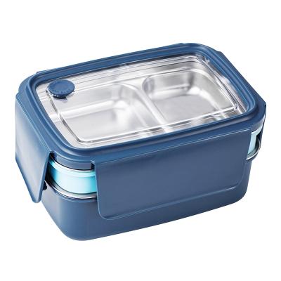 China Maisons Kitchen Storage Container Bento Box BPA Free Space Heatable Stainless Steel Lunch Box With Lid for sale