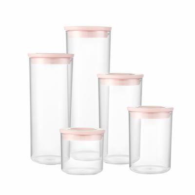 China Freshness Preservation Homes Round Shaped Cereal Storage Containers Bang Set With Lids Airtight Food Grade Plastic Food Storage Container for sale